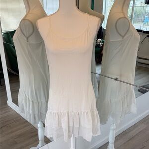 Warm White Ruffled Slip Dress